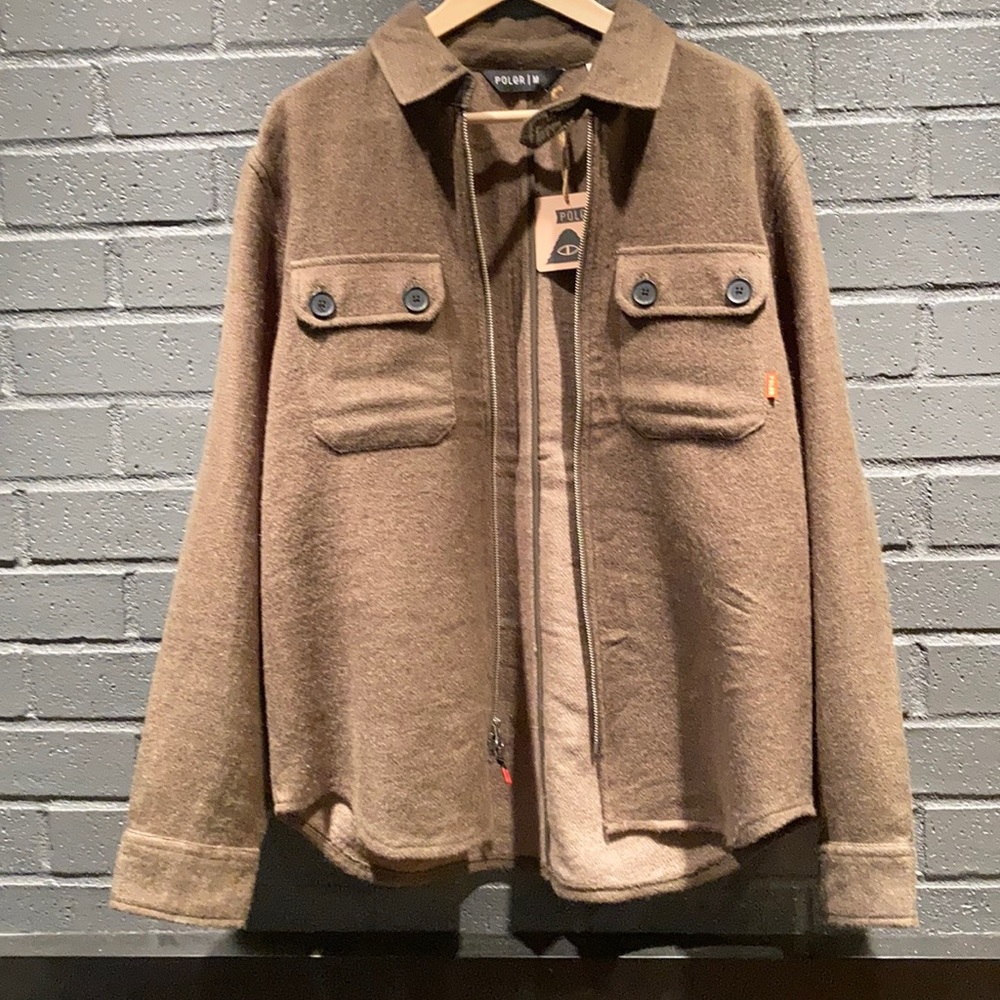 Poler Gomer woven jacket in olive green - size M